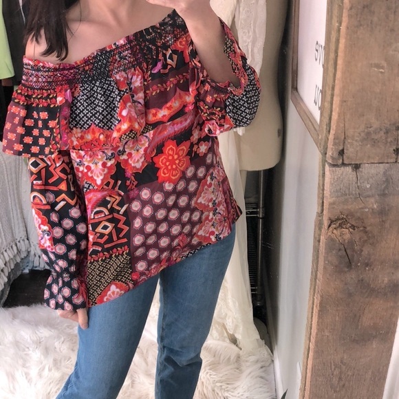Trina Turk floral top size large silk fabric - Picture 1 of 5